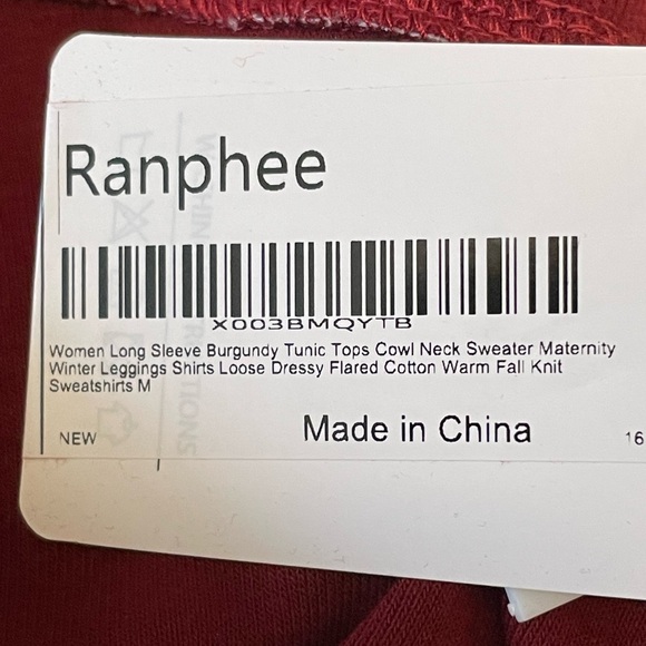 NWT Ranphee Women’s Long Sleeve Burgundy Tunic Tops Cowl Neck Sweater Maternity - Picture 11 of 14